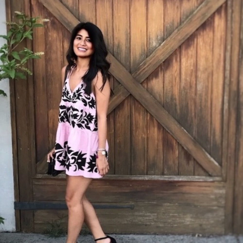 Free People Everblue Romper Embroidered Tiered Loose Fit